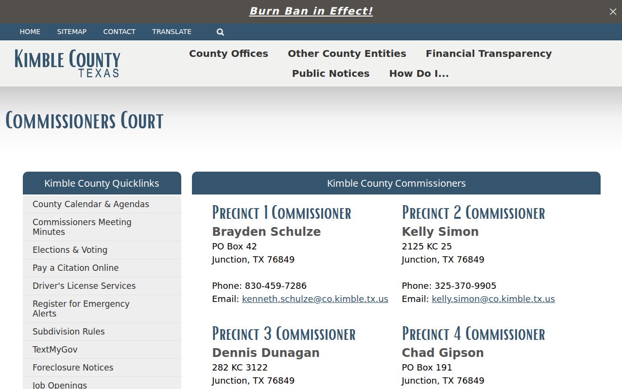 Kimble County warrant records: Commissioners Court page with public minutes and restoration context