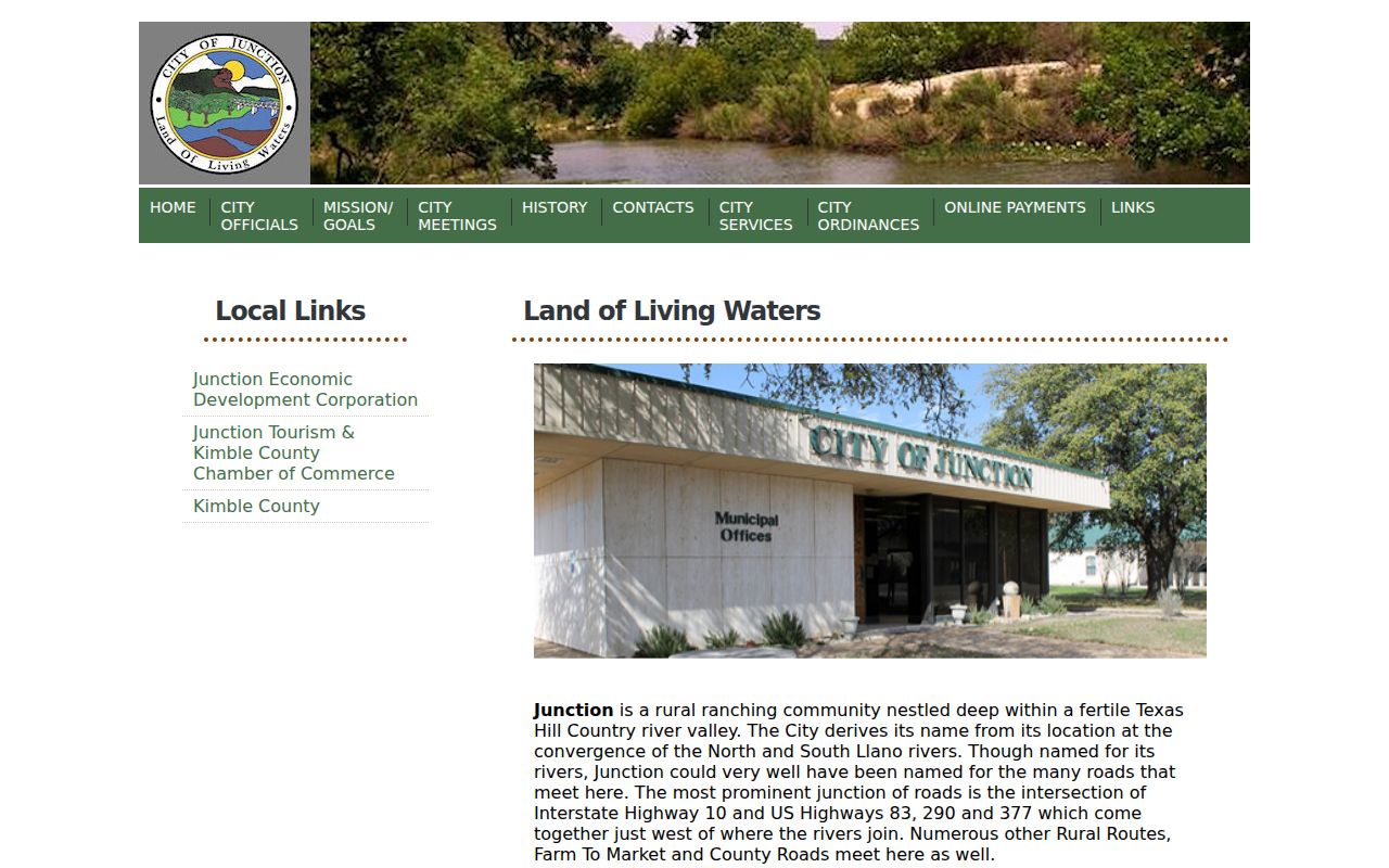 Kimble County active warrant records: Junction city page linking municipal court and police services